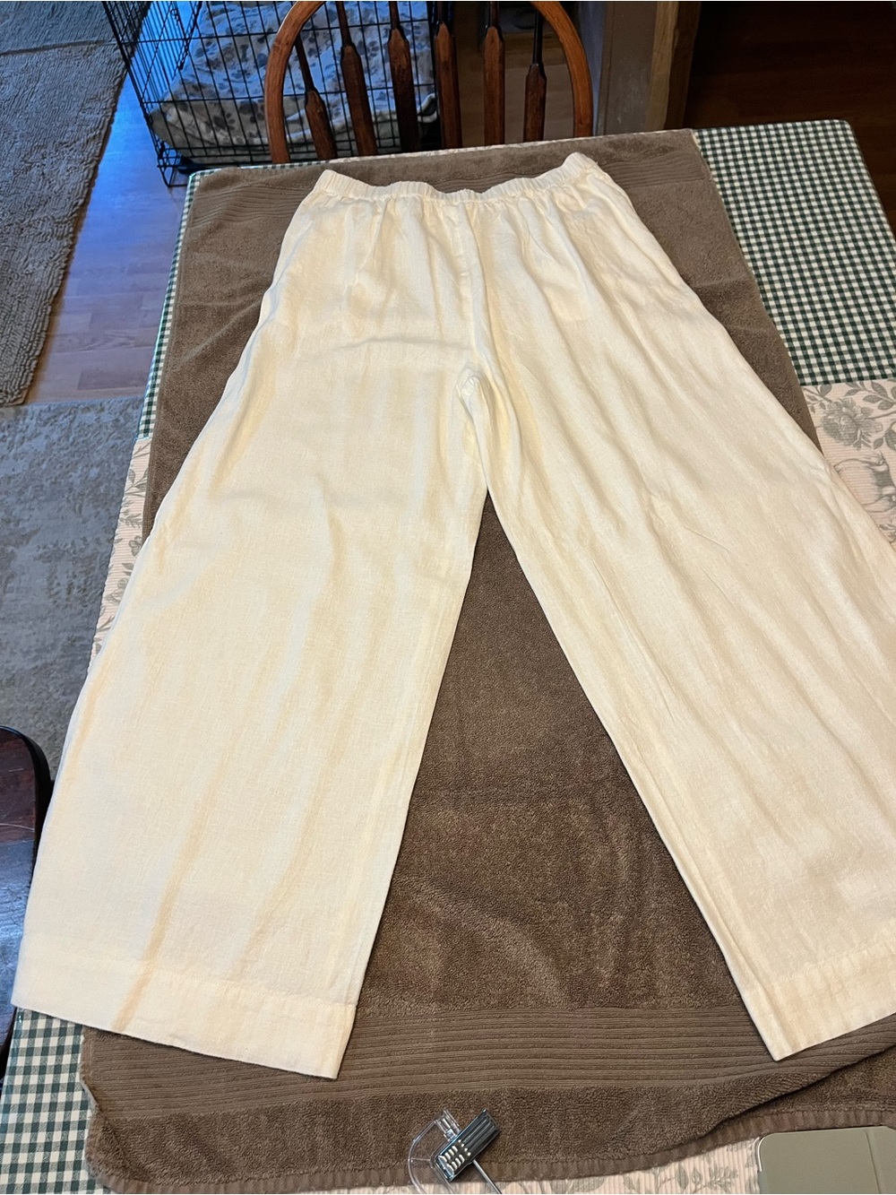 Free People - Cream Spaghetti Strap Cami Top and wide leg linen pant set - Picture 7 of 9